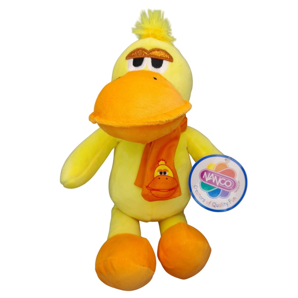 Nanco Yellow Duck Plush Stuffed Animal Orange Scarf 13 Inch Toy